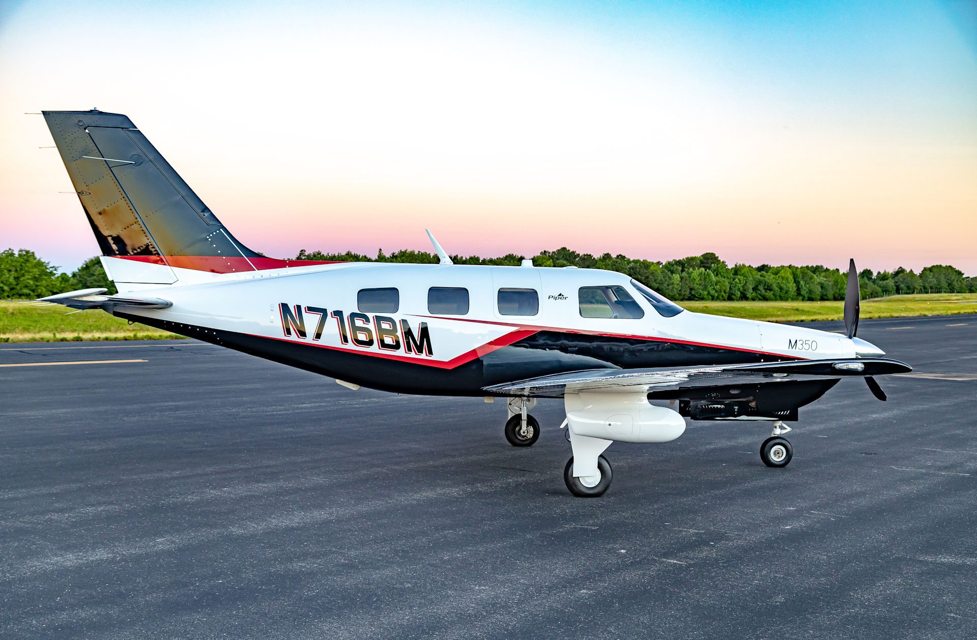 Piper M350 on runway