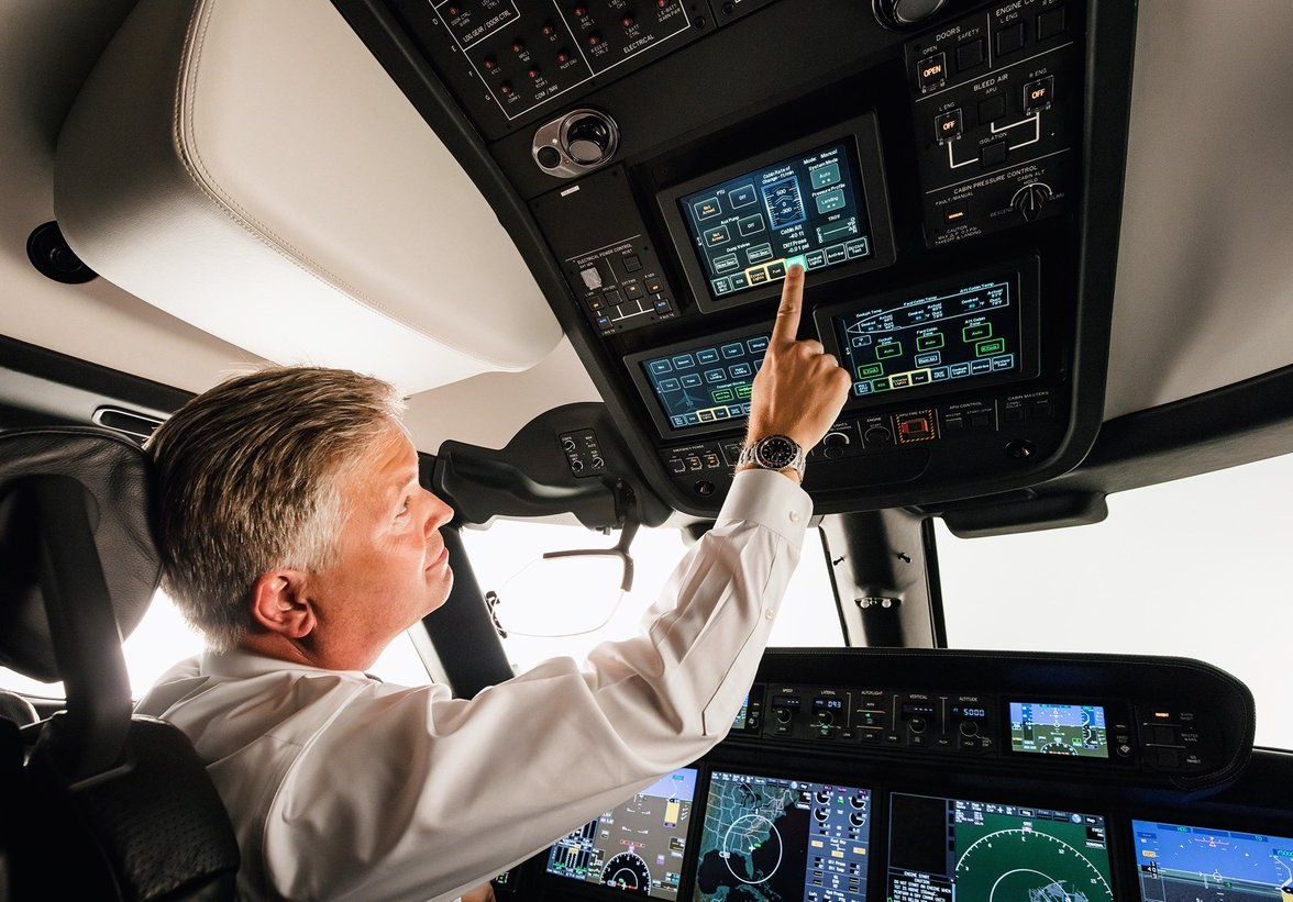 A pilot in gulfstream g600 